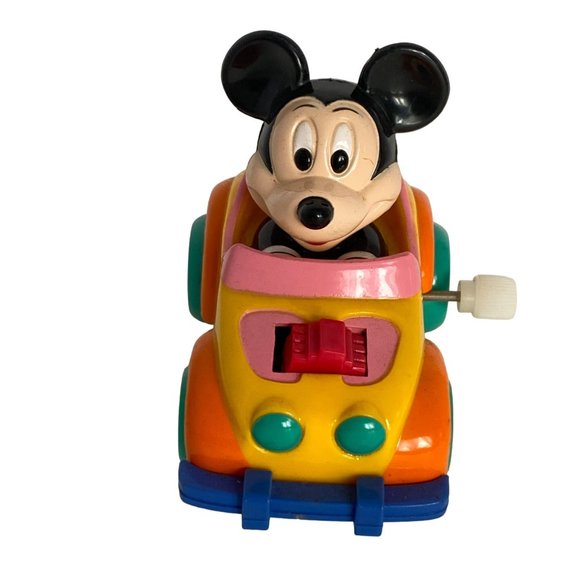 Disney Mickey Mouse Yellow Racer Car Windup Toy - Picture 2 of 13